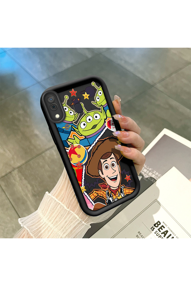 Samsung Galaxy A20/A30 Compatible Black Silicone Case Shockproof with Camera Protection Cartoon