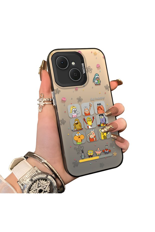 Tecno Spark 40C Compatible Hard Acrylic Back Silicone Edge Lens Protection Case Cartoon