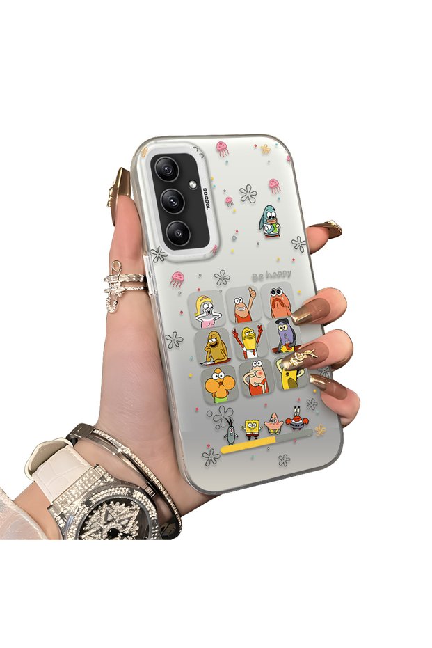 Samsung Galaxy A34 Compatible Hard Acrylic Back Silicone Edge Lens Protection Case Cartoon