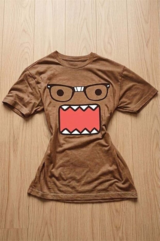 Brown Panic Caricature Y2K Short Sleeve Crop