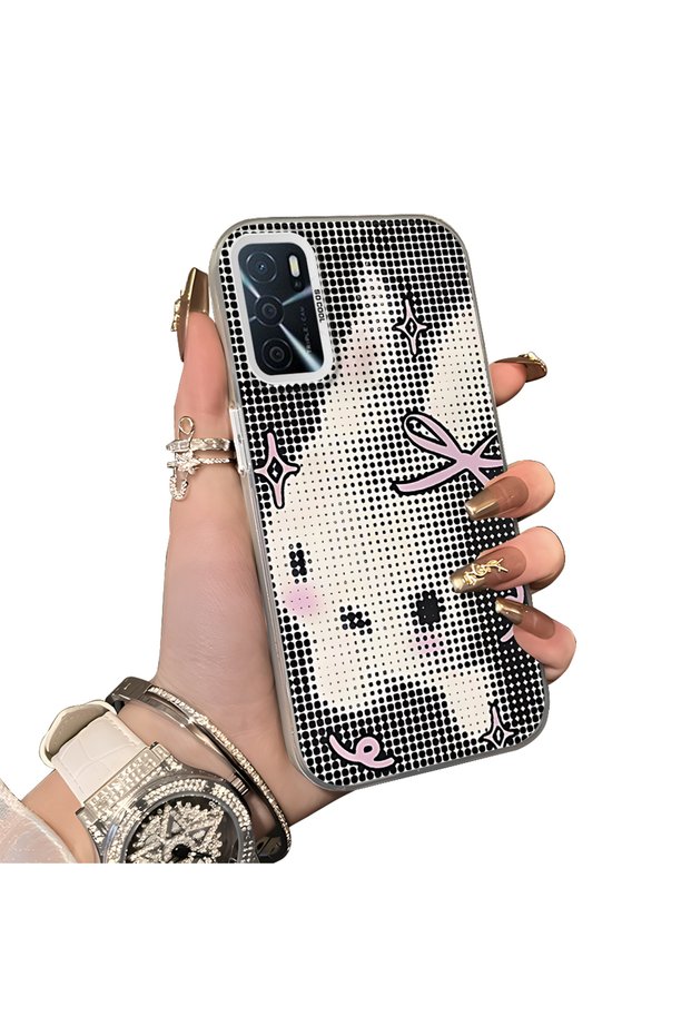 Oppo A55 4g Compatible Hard Acrylic Back Silicone Edge Lens Protection Case