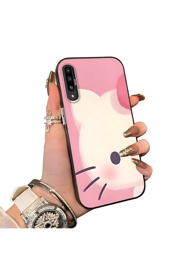 Samsung Galaxy A50/A50S/A30S Compatible Hard Acrylic Back Silicone Edge Lens Protection Kitty Case