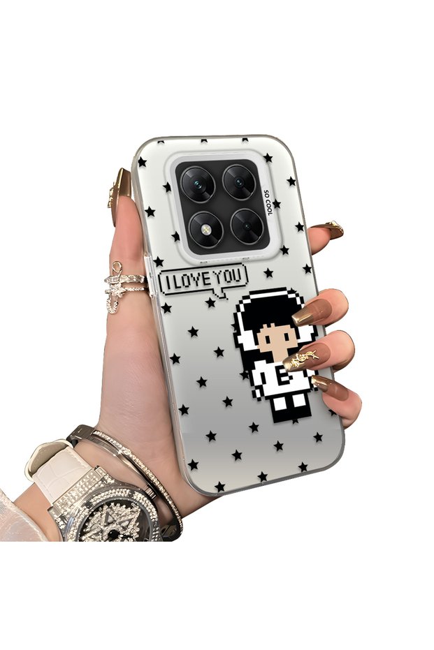 Xiaomi Poco X7 Compatible Hard Acrylic Back Silicone Edge Lens Protection Case