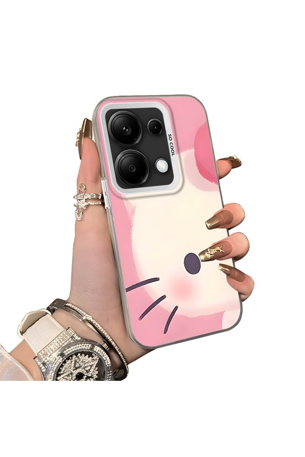 Xiaomi Poco M6 Pro 4g Compatible Hard Acrylic Back Silicone Edge Lens Protection Kitty Case