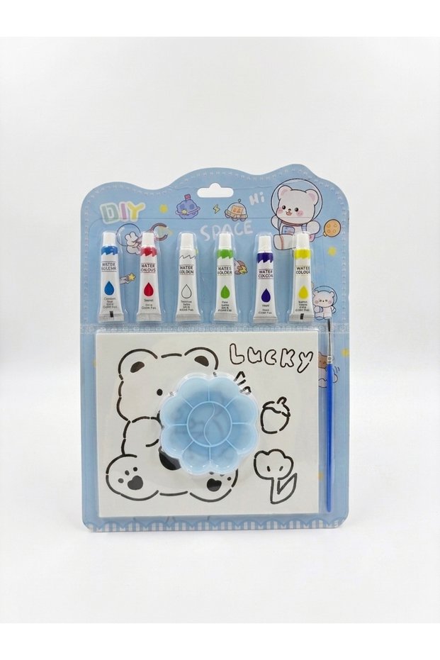 Water Colour Painting Set for Kids | Cute Bear Art Kit Set | 6 Colors and 1 Colour brush