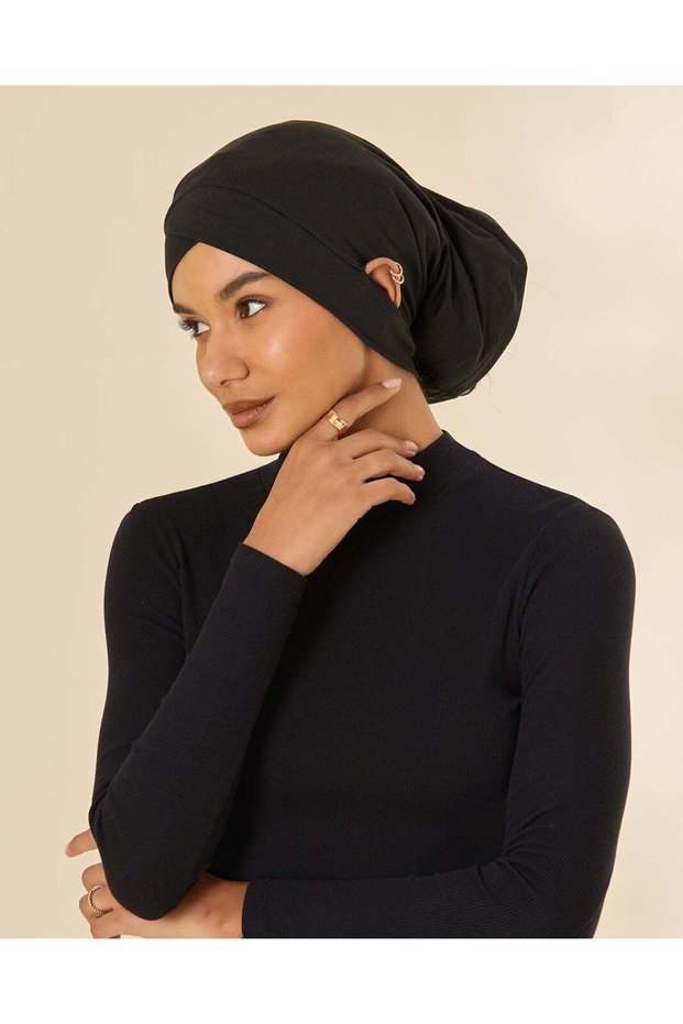 Women Black Hijab Bandana With Ear Holes