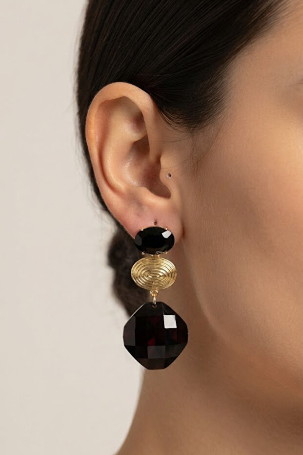Stylish Hanging Earrings with Zircon Stones 4.5 Cm.