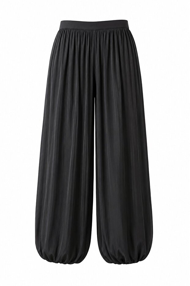 Black Satin Textured Shalwar Trousers - 261051
