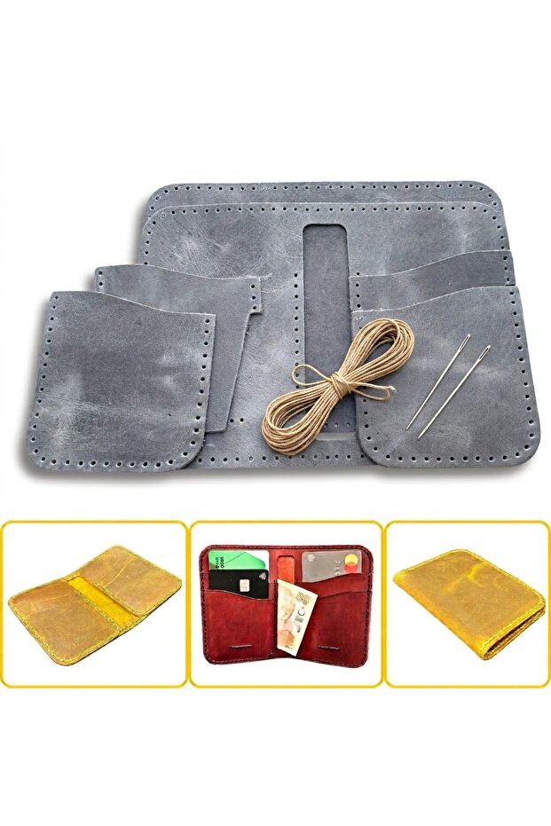 DIY Lidya Real Leather Wallet Card Holder Making Kit, DIY Handmade Vertical Wallet Card Holder Kit