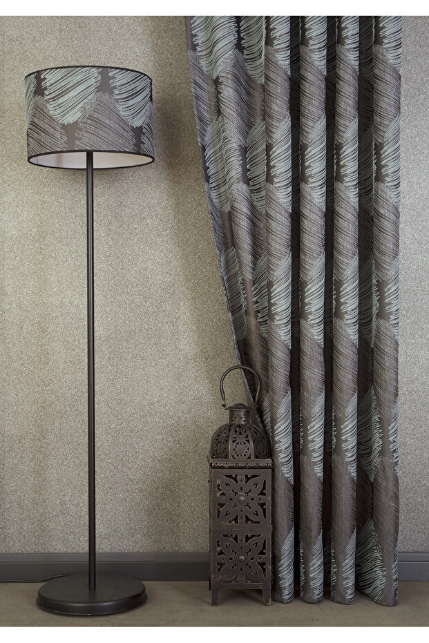Abstract Leaf Background Curtain Multi-Color 1-2.5 Medium Dense Pleat