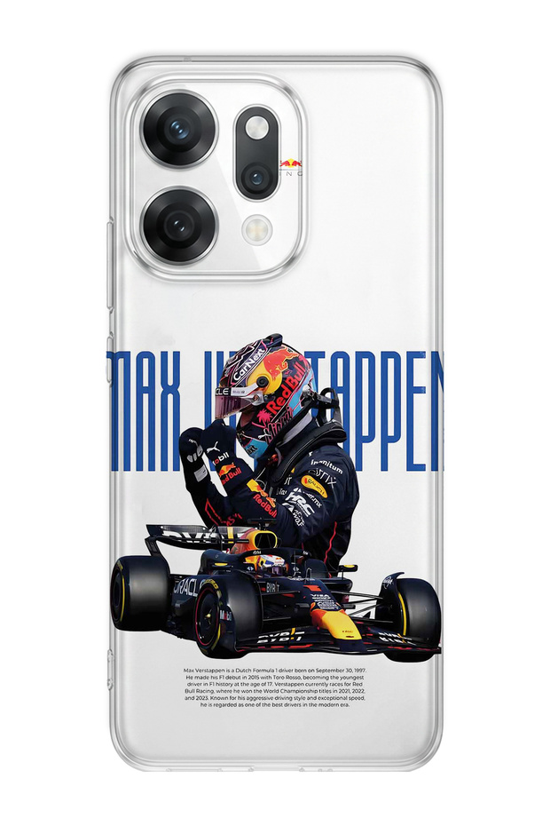 غطاء هاتف شفاف بنمط ماكس فيرستابن متوافق مع أوبو رينو 14