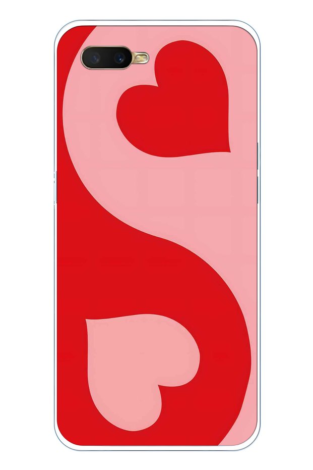 Oppo A5S / Ax7 / A12 Compatible Red Ying Yang Pattern Transparent Phone Case