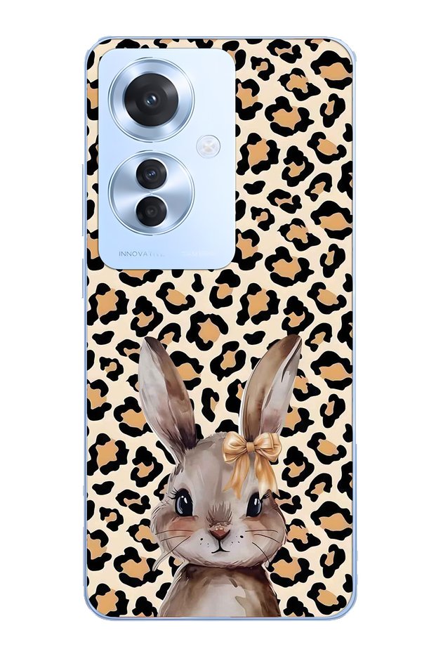 Oppo Reno 11F 5g Compatible Leopard Pattern Rabbit Pattern Transparent Phone Case