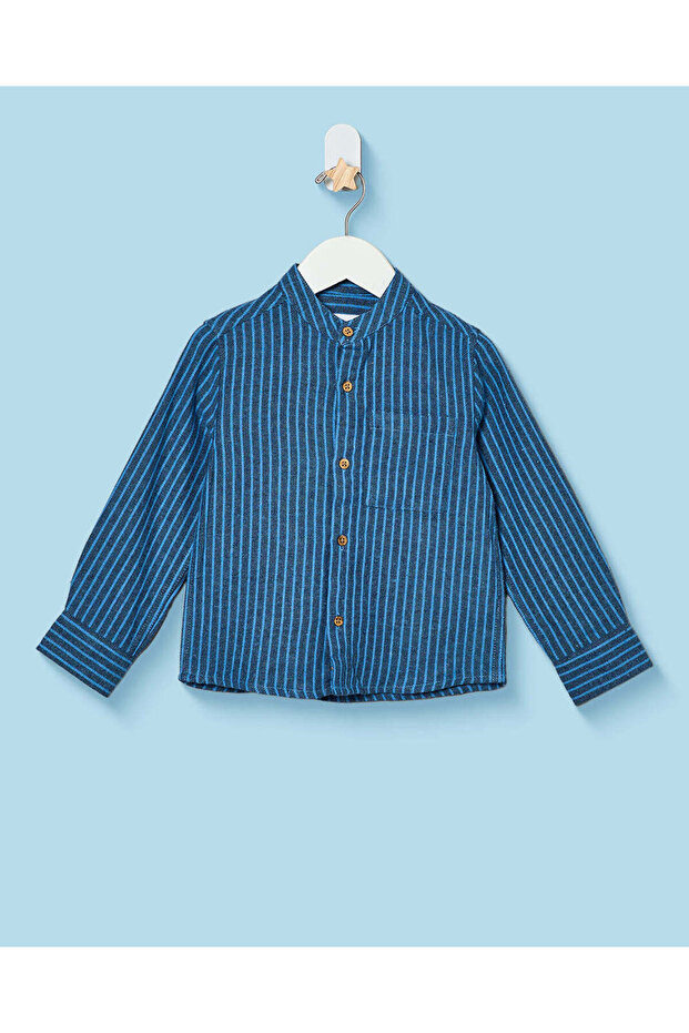 Infant Boys Navy Striped Long Sleeve Shirt