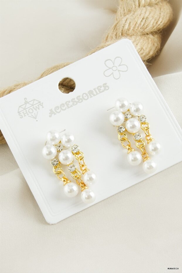 Muratech Cluster Stone Pearl (172044) Earrings Yellow