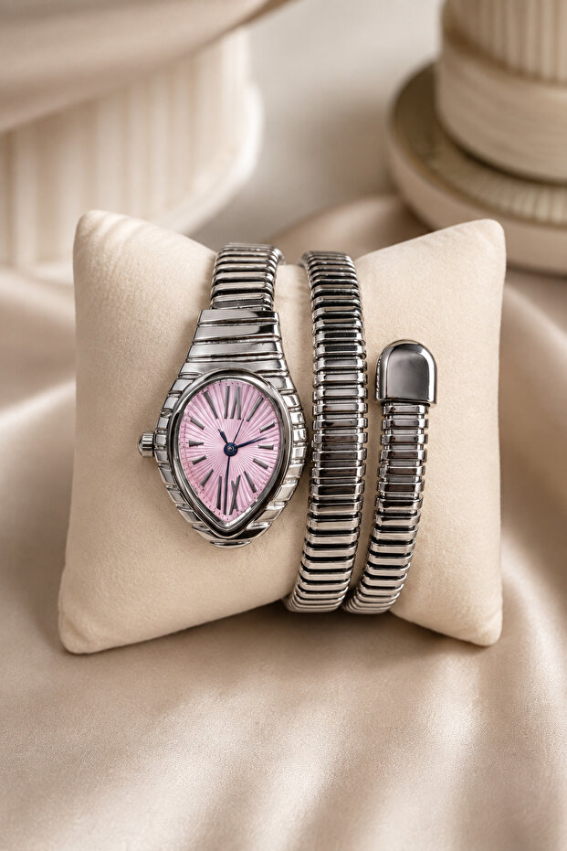 Alessa Snake Form Silver Women's Wristwatch