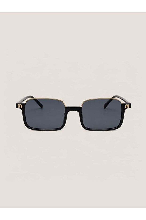Unisex Rectangular Sunglasses Black Frame Smoked Glass Toti C1