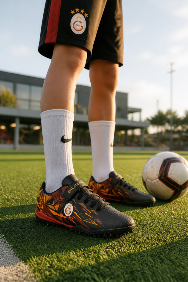 St-4497 Velcro Black Boys' Astroturf Field Shoes
