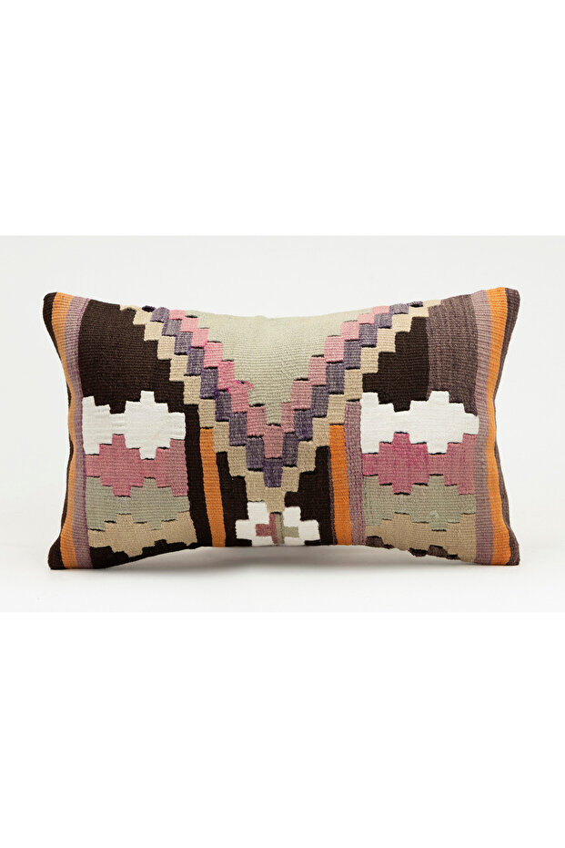 Handmade Vintage Throw Pillow Cover Made from Old Kilim, Wool, 30X50 cm