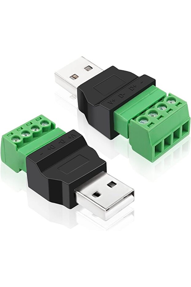 موصل محول USB بمنفذ لولبي، قابس USB 2.0 A ذكر، 4 دبابيس بدون لحام، بديل B