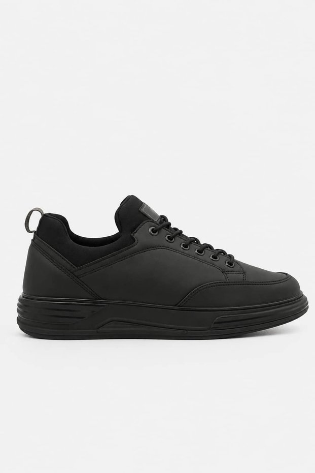Men's Black Sneaker Shoes Daily Lace-Up Thick Soled Comfortable Casual Sports Shoes