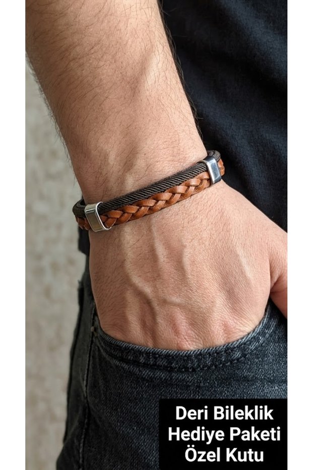 Rivalté Steel Duo Braided Leather Men's Bracelet – Brown Black Stylish Design