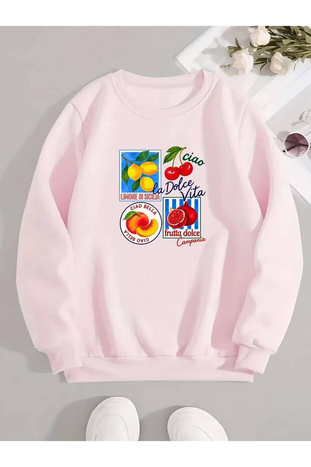 Women's Dolce Vita Printed Three-Thread Embroidered Sweatshirt