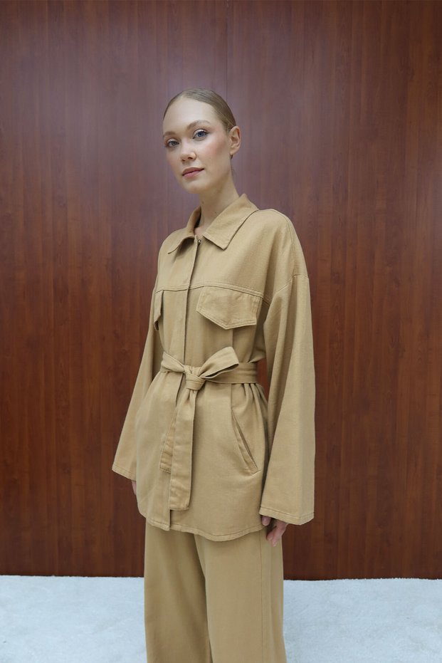 Gabardine Belted Suit 12-8843