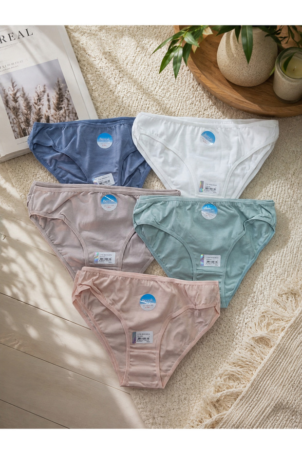 10 Pieces 5 Colors Transparent Bikini Panties 95% Cotton Women's Underwear, Soft Comfortable Daily Panties Set 11761
