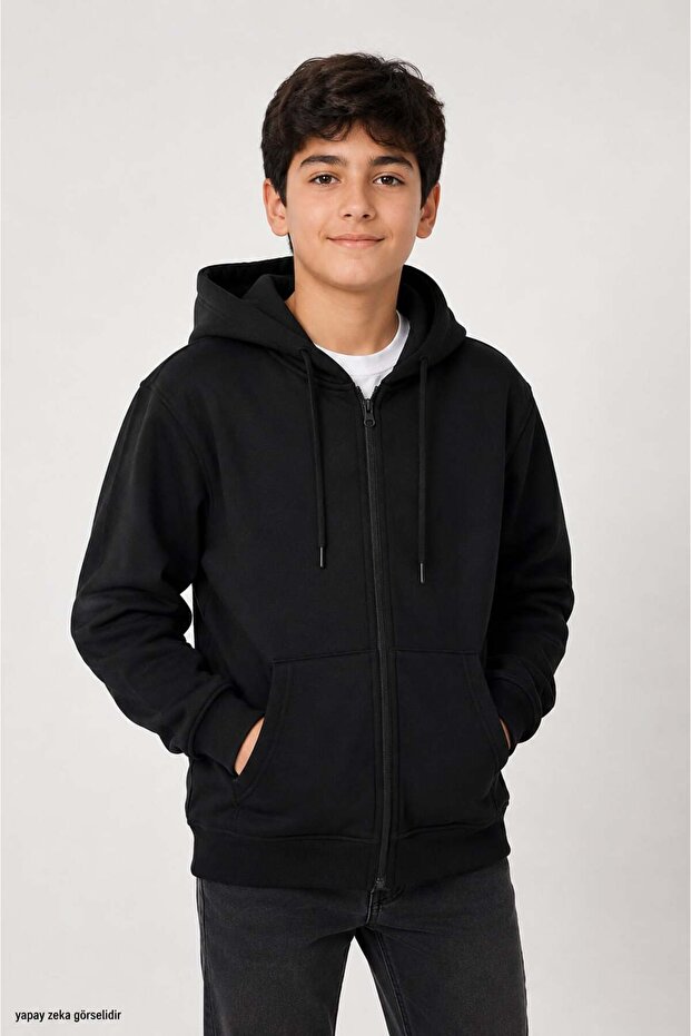 Children's Hooded Zippered 3-Strand Cardigan 3299