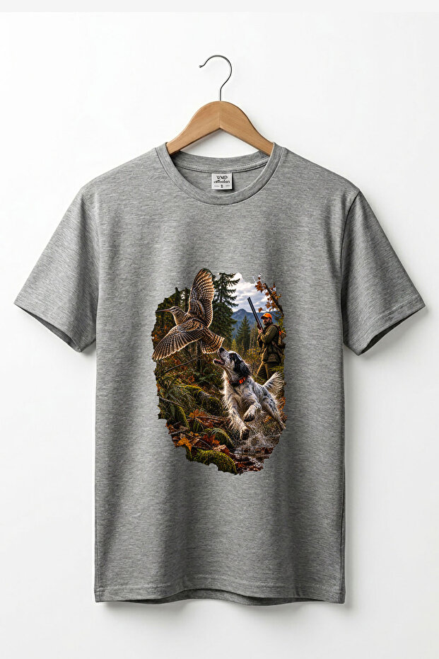 Hunting Hunting Dog Hunting English Setter Printed 100% Cotton Regular Fit Crew Neck Basic T-Shirt