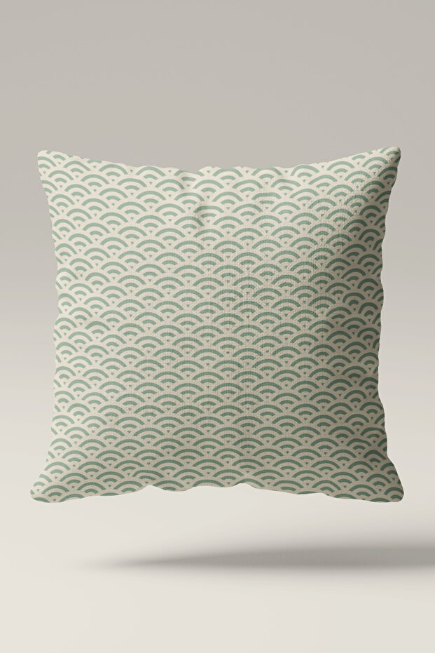 Sage Arc Wave Patterned Set of 2 Double-Sided Decorative Throw Pillow Covers