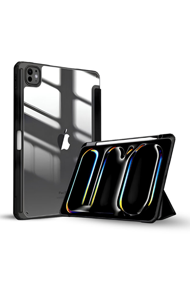 Protective Case for Apple iPad Pro 11-inch (M4 2024 / M5 2025) – Crystal Clear PC Back, Trifold Stand Smart Cover with Built-In Apple Pencil Pro Slot & Wireless Charging Support, Auto Wake/Sleep