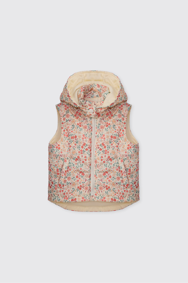 Baby Girl Floral Patterned Ecru Vest