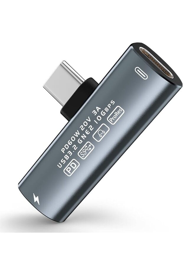 موزع USB C 3 في 1، محول صوت وشحن مزدوج USB-C مع بي دي 60 واط، دونجل بيانات USB C متوافق مع ايفون 15/
