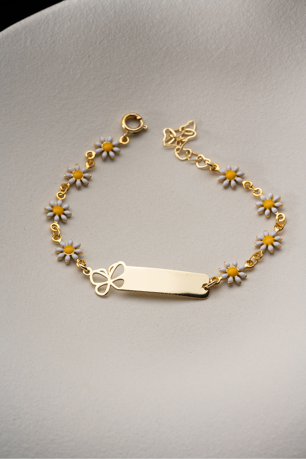 Steel Daisy Name-Engravable Children's Bracelet