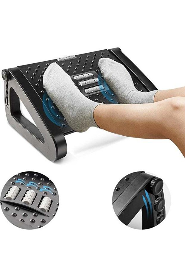 Foot Rest for Under Desk at Work, Ergonomic 6 Heights Adjustable Footrest with Massage Rol