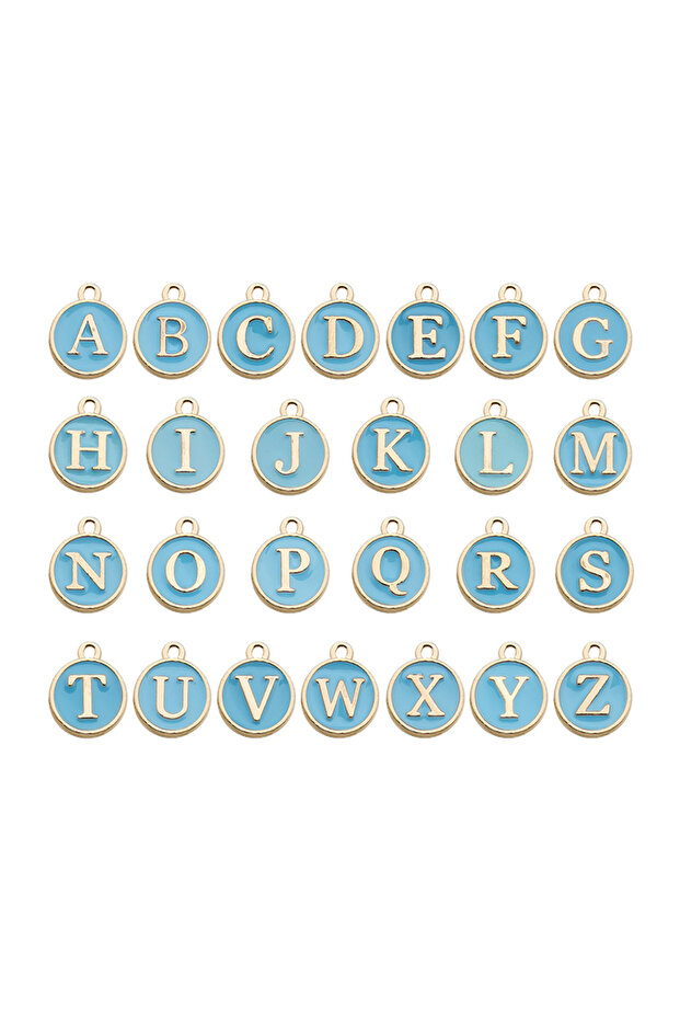 A-Z Lake Blue 26pcs 26pcs 12*14mm A-Z Letter Charms Enamel Charms Alphabet Initial Letter Handmade P