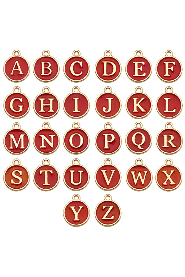 A-Z Red 26pcs 26pcs 12*14mm A-Z Letter Charms Enamel Charms Alphabet Initial Letter Handmade Pendant