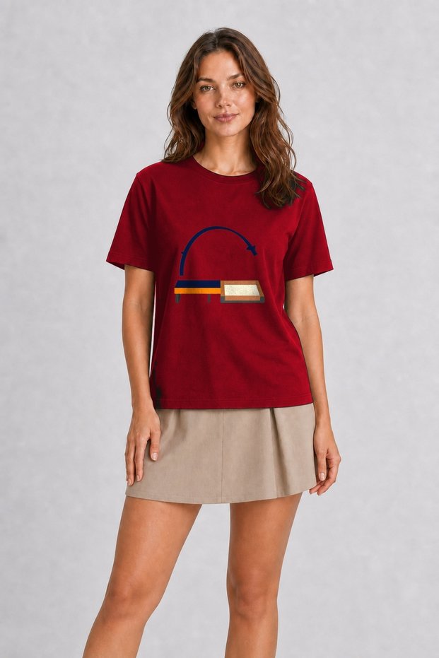Women's Modern Long Jump Track Graphic Design - Red