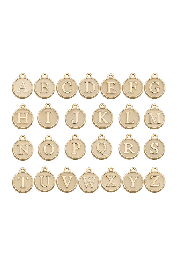 A-Z Champagne 26pcs 26pcs 12*14mm A-Z Letter Charms Enamel Charms Alphabet Initial Letter Handmade P