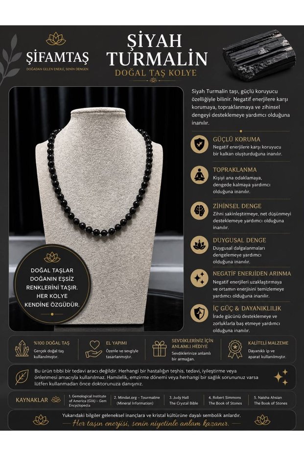 Black Tourmaline Natural Stone Necklace