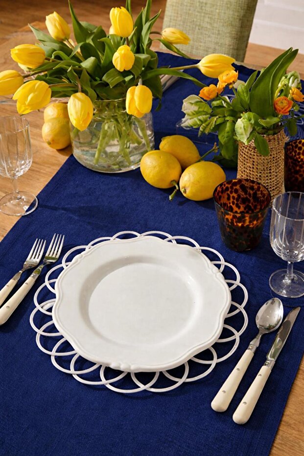 Navy Blue Velvet Textured Runner 33 X 220 cm