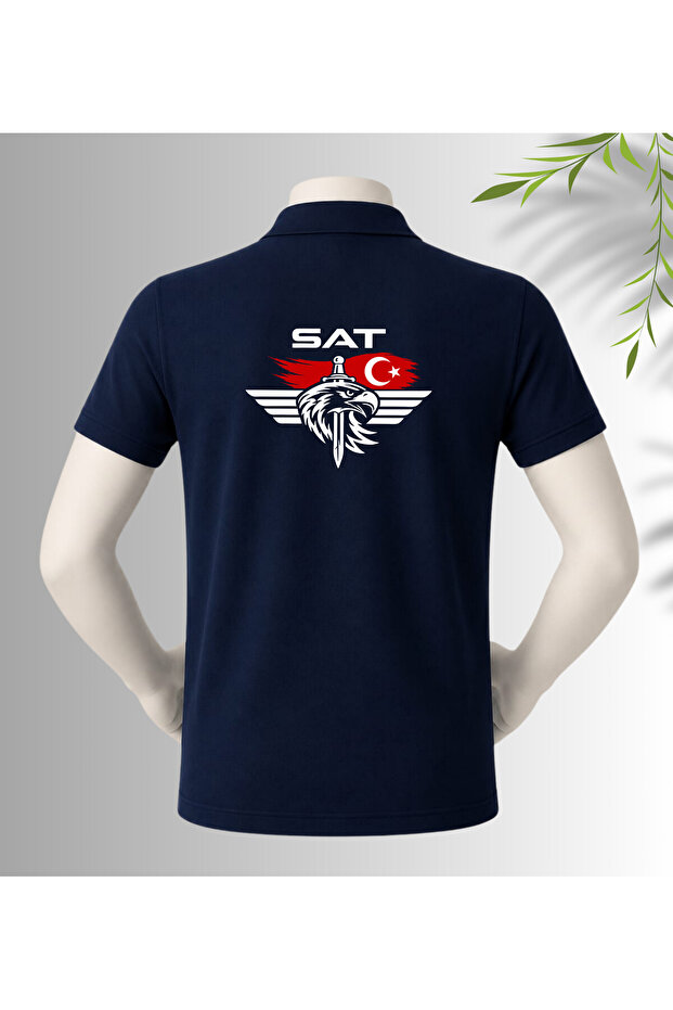 Special Design Sat Printed Polo Collar 100% Cotton T-Shirt