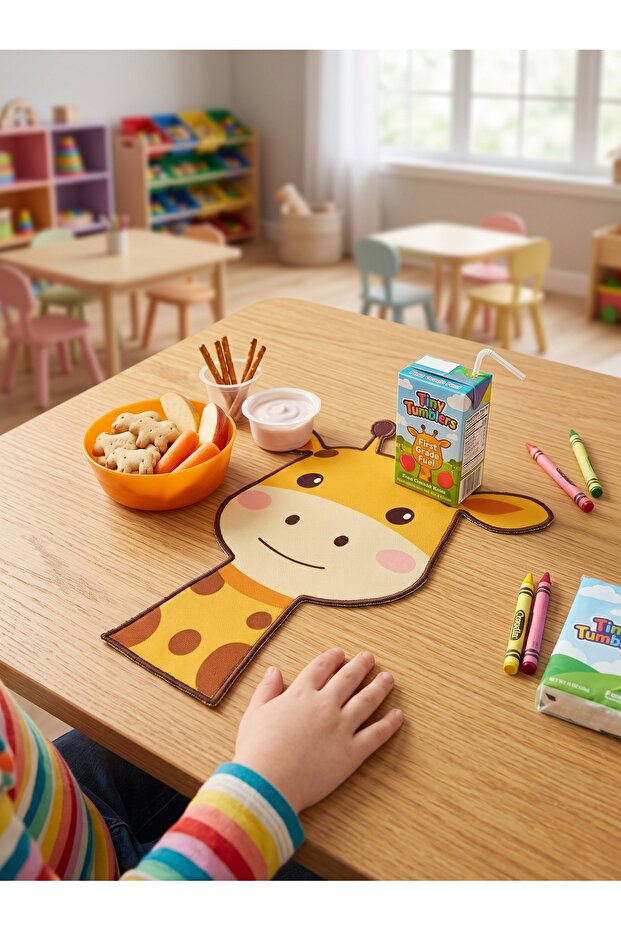 Smiling Giraffe Embroidered Edged Snack Mat 1 Piece