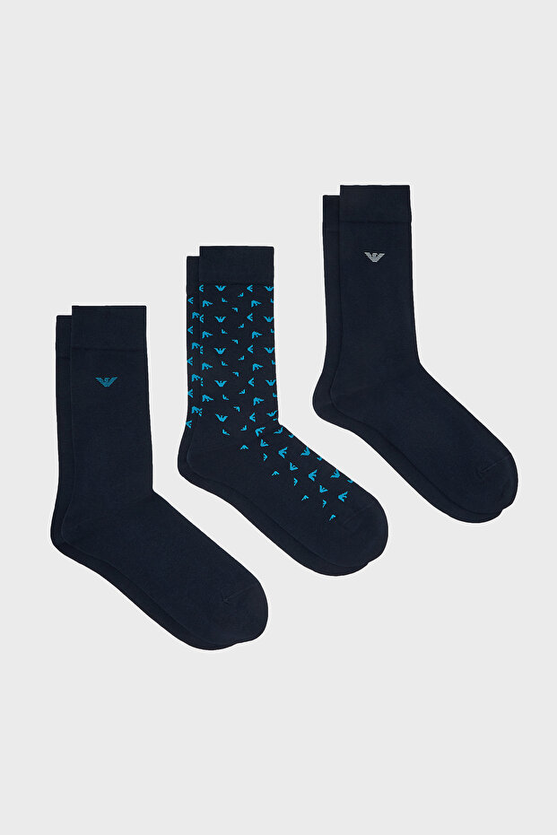 3 Pack Socks with Logo Men's Socks Em000554 Af25376 Mb728