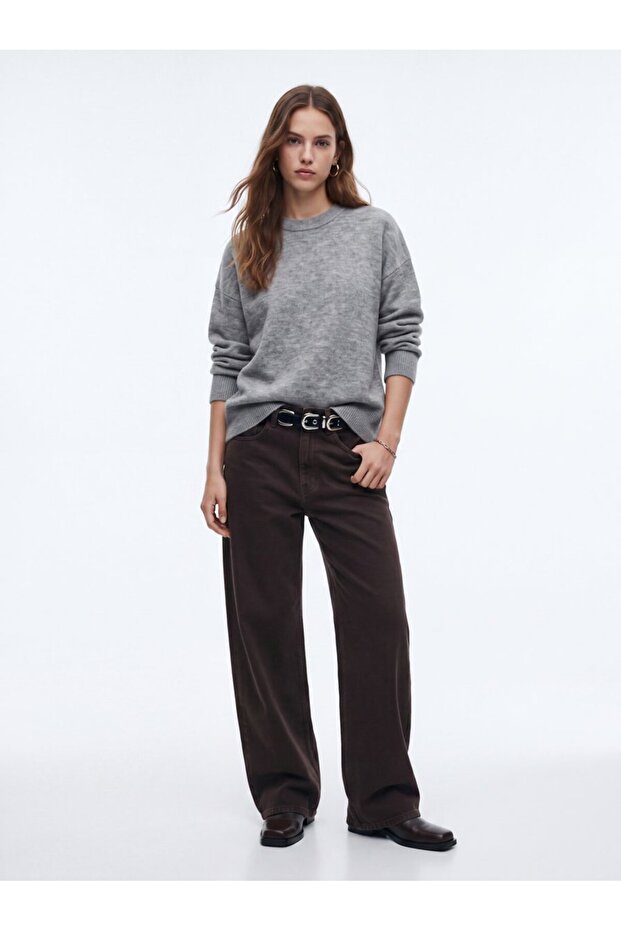 Regular Fit Crew Neck Knitwear Gray Sweater