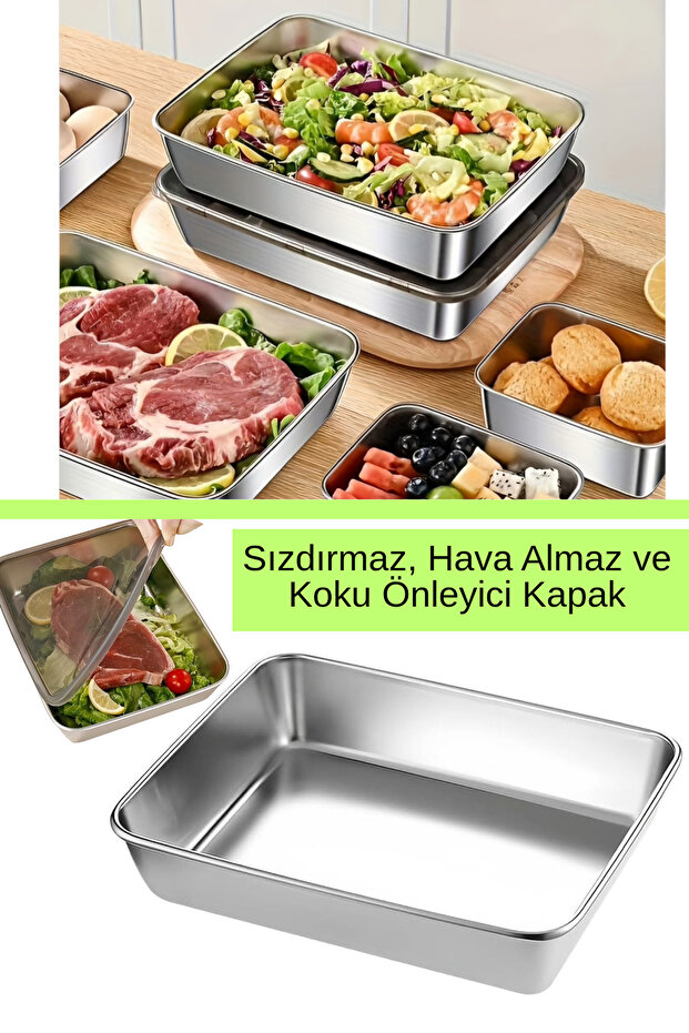 Stainless Steel Covered Baking Tray - Storage Container |   Kitchen Organizer