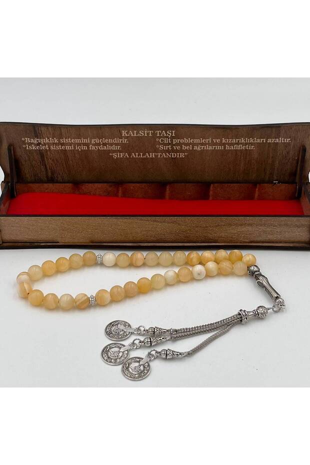 Azurite Stone Men's Prayer Beads, Special Box Gift Prayer Beads, Stylish Men's Prayer Beads with Gray Color Tassels Tb23