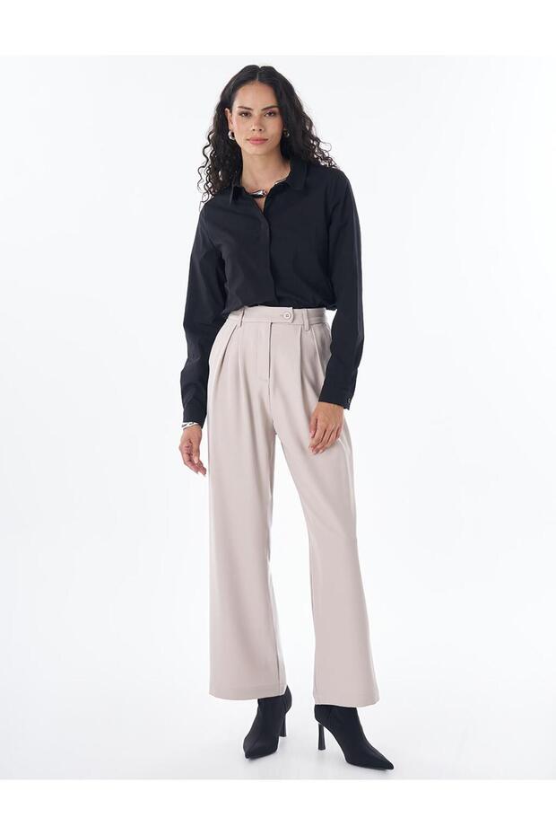 High Waist Pleated Trousers Mink